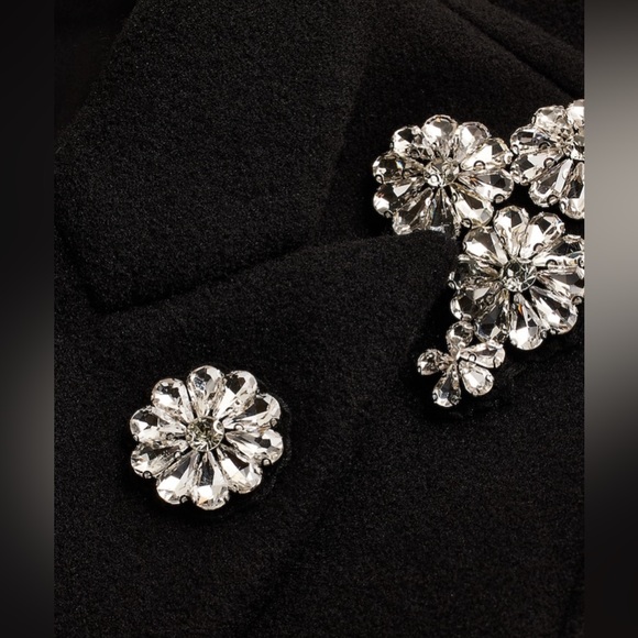 Faux Wool One Button Rhinestone Embellished Coat - Picture 8 of 16